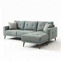 Sofa narożna z tkaniny w kolorze miętowym 200 x 90 x 85cm z poduszkami